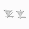 Silver-tone Cubic Zirconia 5mm Trillion Stud Earrings