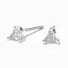 Silver-tone Cubic Zirconia 3mm Trillion Stud Earrings