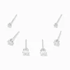 Silver-tone Cubic Zirconia 2mm, 3mm, & 4mm Round Stud Earrings - 3 Pack