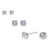 Silver-tone Cubic Zirconia 3mm, 4mm, & 5mm Round Stud Earrings - 3 Pack
