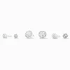 Silver-tone Cubic Zirconia Halo Studs Earrings - 3 Pack