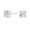 Silver-tone Cubic Zirconia 6mm Square Stud Earrings