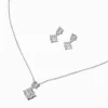 Silver-tone Cubic Zirconia Basic Round Jewelry Set - 2 Pack