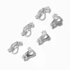 Silver-tone Cubic Zirconia 3mm, 4mm, & 5mm Round Clip-On Stud Earrings - 3 Pack