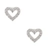 Silver-tone Cubic Zirconia Heart Stud Earrings