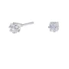 Silver-tone Cubic Zirconia Square 3mm Stud Earrings