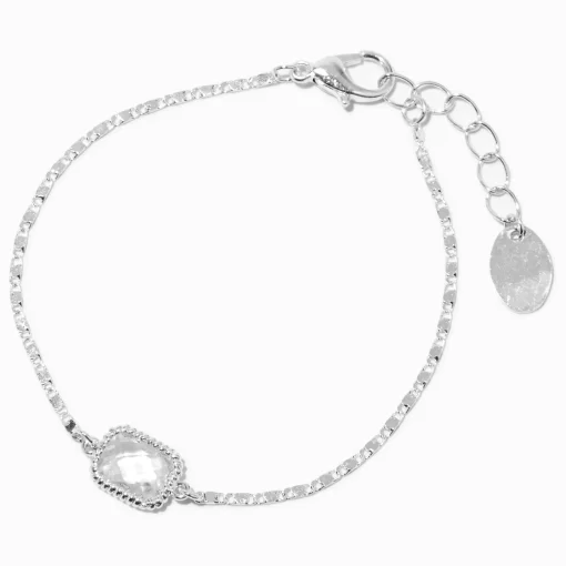 Silver-tone Cubic Zirconia Halo Chain Bracelet