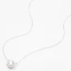 Silver-tone Cubic Zirconia Round Halo Pendant Necklace