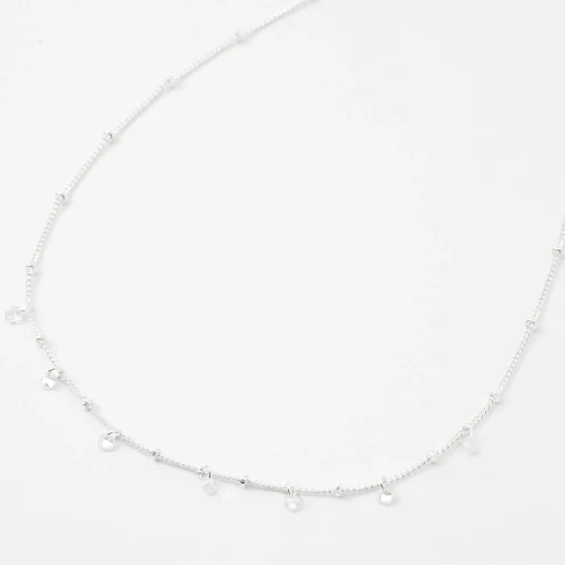 Silver-tone Cubic Zirconia Confetti Beaded Choker Necklace