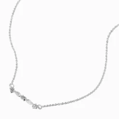 Silver-tone Cubic Zirconia Bar Pendant Necklace