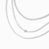 Silver-tone Cubic Zirconia Bezel Laser Multi-Strand Chain Necklace