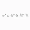 Silver-tone Cubic Zirconia Round & Teardrop Stud Earrings - 3 Pack