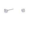 Silver-tone Cubic Zirconia 4mm Round Stud Earrings