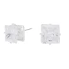 Silver-tone Cubic Zirconia 10mm Square Stud Earrings