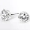 Silver-tone Cubic Zirconia 8mm Round Vintage Stud Earrings
