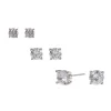 Silver-tone Cubic Zirconia 4mm, 5mm, & 6mm Round Stud Earrings - 3 Pack