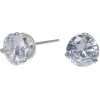 Silver-tone Cubic Zirconia 7mm Round Stud Earrings