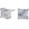 Silver-tone Cubic Zirconia 7mm Square Stud Earrings