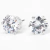 Silver-tone Cubic Zirconia 10mm Round Stud Earrings