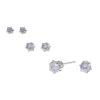 Silver-tone Cubic Zirconia 3mm, 4mm, & 5mm Round Stud Earrings - 3 Pack