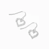 Silver-tone Cubic Zirconia Heart 0.5" Drop Earrings