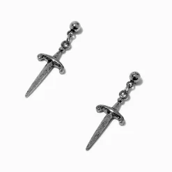 Silver-tone Dagger Drop Earrings