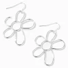 Silver-tone Daisy Outline 1" Drop Earrings