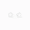 Silver-tone Daisy Outline Stud Earrings