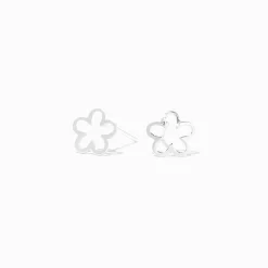 Silver-tone Daisy Outline Stud Earrings