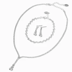 Silver-tone Delicate Teardrop Y-Neck Jewelry Set - 3 Pack