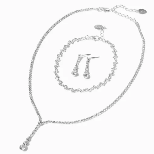 Silver-tone Delicate Teardrop Y-Neck Jewelry Set - 3 Pack