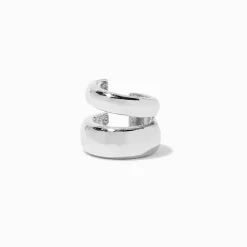 Silver-tone Double Thick Ear Cuff