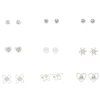 Silver-tone Embellished Spring Mix Stud Earrings - 9 Pack