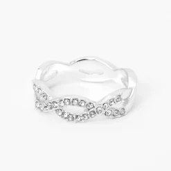 Silver-tone Embellished Weave Ring