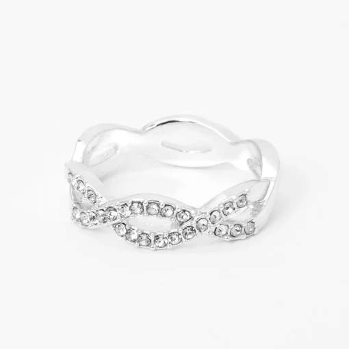 Silver-tone Embellished Weave Ring