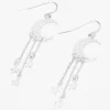 Silver-tone Filigree Moon 2" Drop Earrings