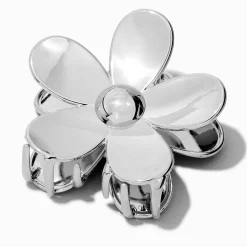 Silver-tone Flower Medium Hair Claw
