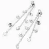 Silver-tone Front & Back Cubic Zirconia Confetti 2.5" Linear Drop Earrings
