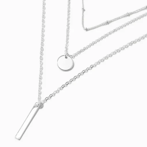 Silver-tone Geometric Multi-Strand Necklace