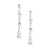 Silver-tone Glass Rhinestone Linear Drop Earrings