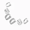 Silver-tone Glitter & Textured Hoop Earring Stackables Set - 3 Pack