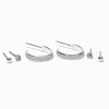 Silver-tone Glitter Hoop Earring Stackables Set - 3 Pack