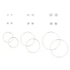 Silver-tone Graduated Crystal Mixed Hoop & Stud Earrings - 9 Pack