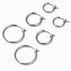 Silver-tone Graduated Hinge Hoop Earrings - 3 Pack