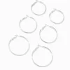 Silver-tone Graduated Hinge Hoop Earrings - 3 Pack