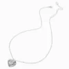 Silver-tone Hammered Heart Pendant Necklace