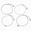 Silver-tone Heart & Pearl Chain Bracelets - 4 Pack
