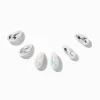 Silver-tone Iridescent AB Beans Earring Stackables Set - 3 Pack