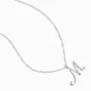 Silver-tone Large Script Initial Pendant Necklace - M