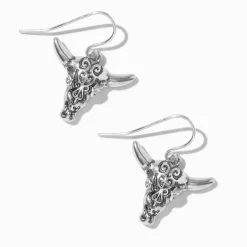 Silver-tone Longhorn Cowgirl Drop Earrings